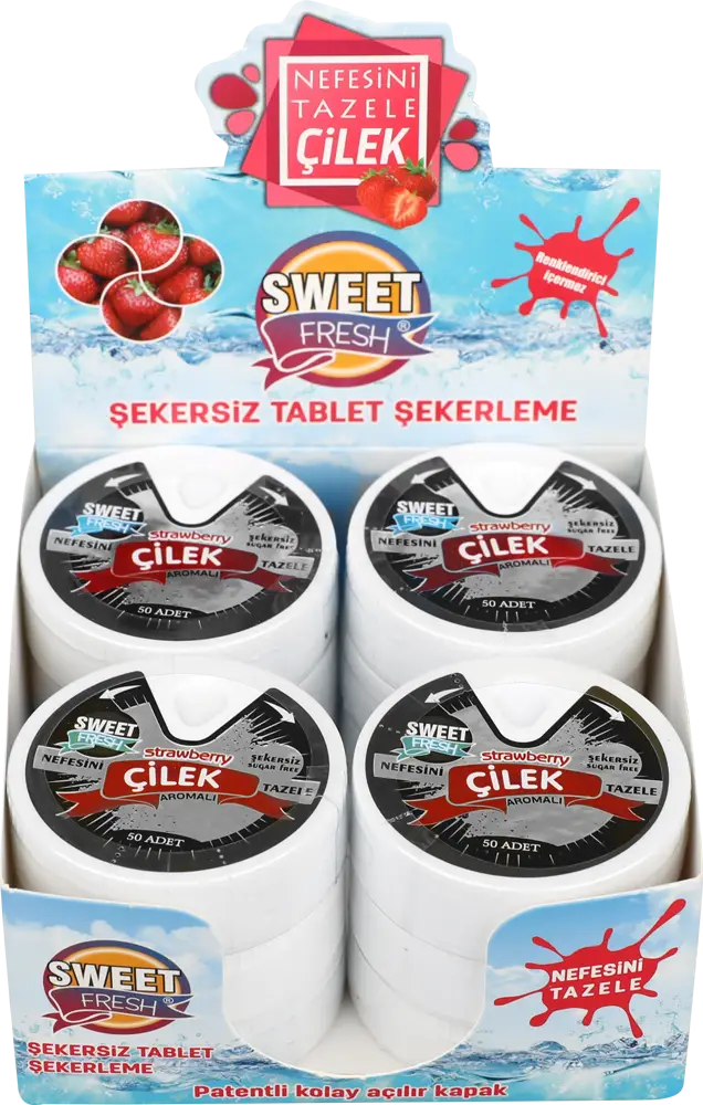 Çilek Aromalı Şekersiz Tablet Şekerleme